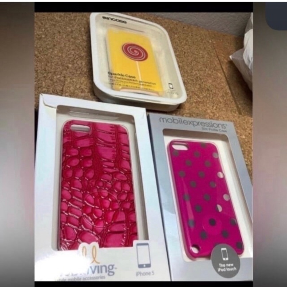 NEW LOT SLIM PROFILE CASES HOT PINK CROC/Snake, POLKA dots, Lollipop